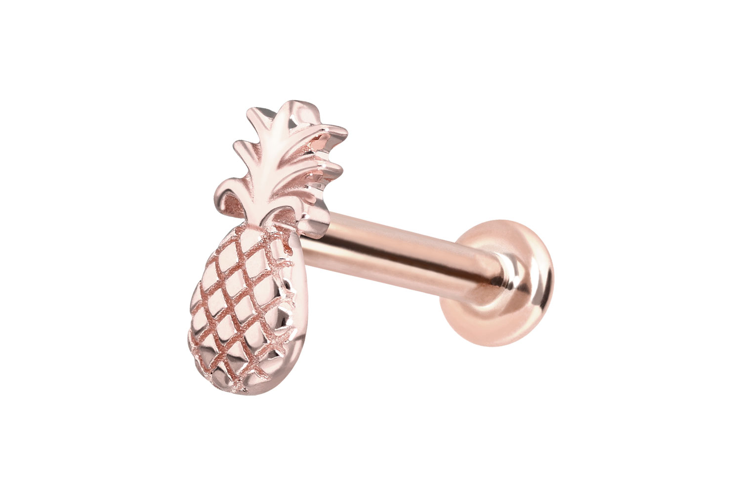 14 Karat Gold Labret Piercing mit Push Fit ANANAS